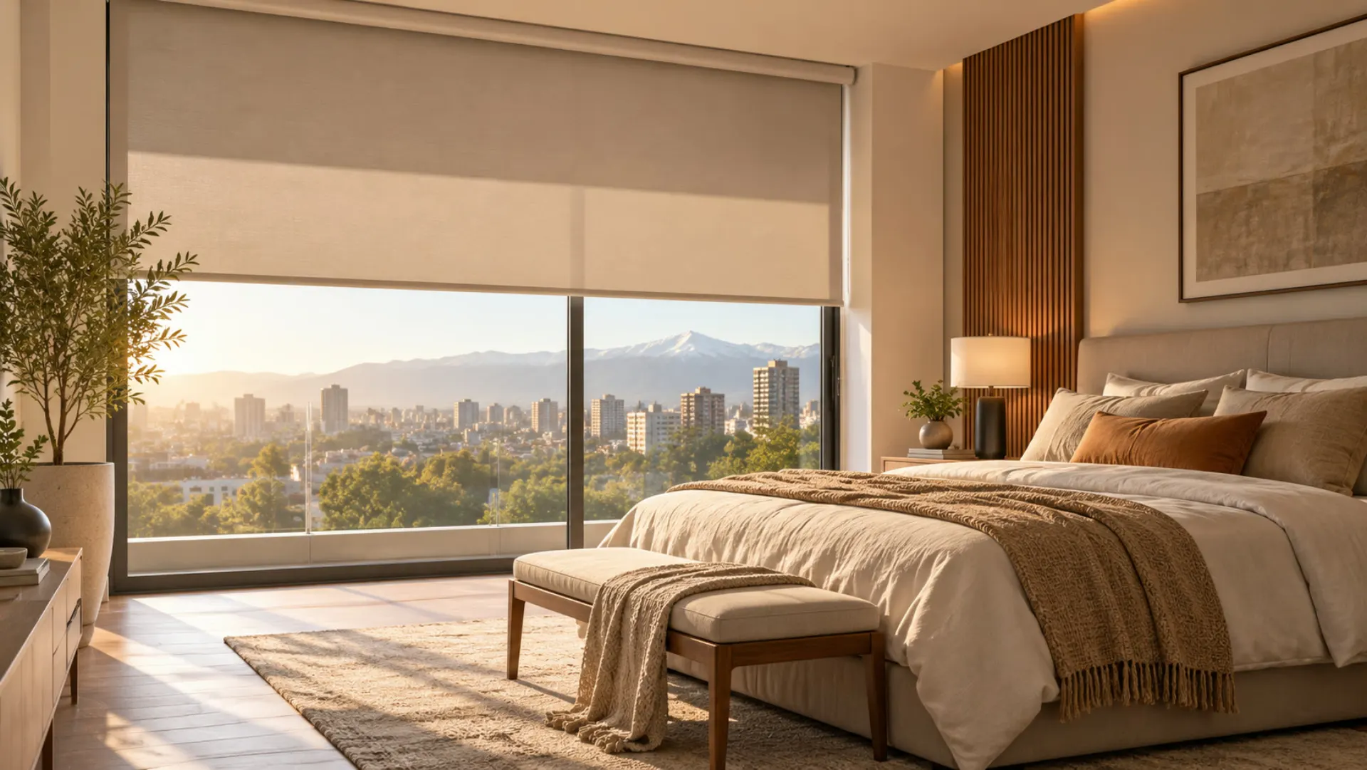 Dormitorio con Roller Black Out Premium
